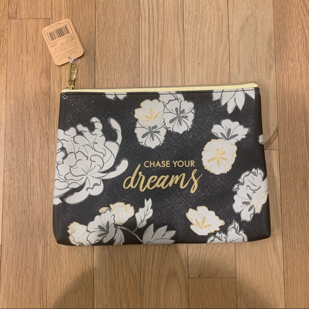 KARMA SLOTH CARRY ALL COSMETIC BAG MAKEUP BAG - CHASE YOUR DREAMS BLACK